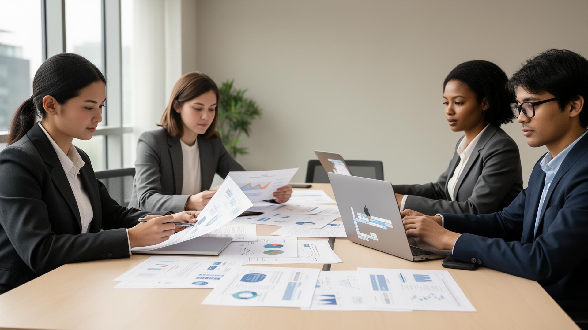 Team of women collaborating around a whiteboard mapping process diagrams